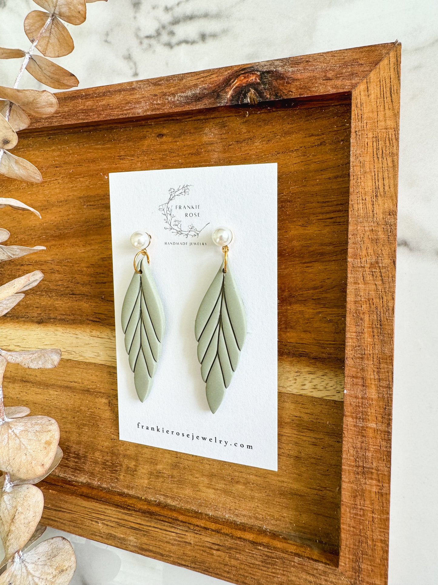 Elongated Leaf | Golden Harvest Collection | clay earrings