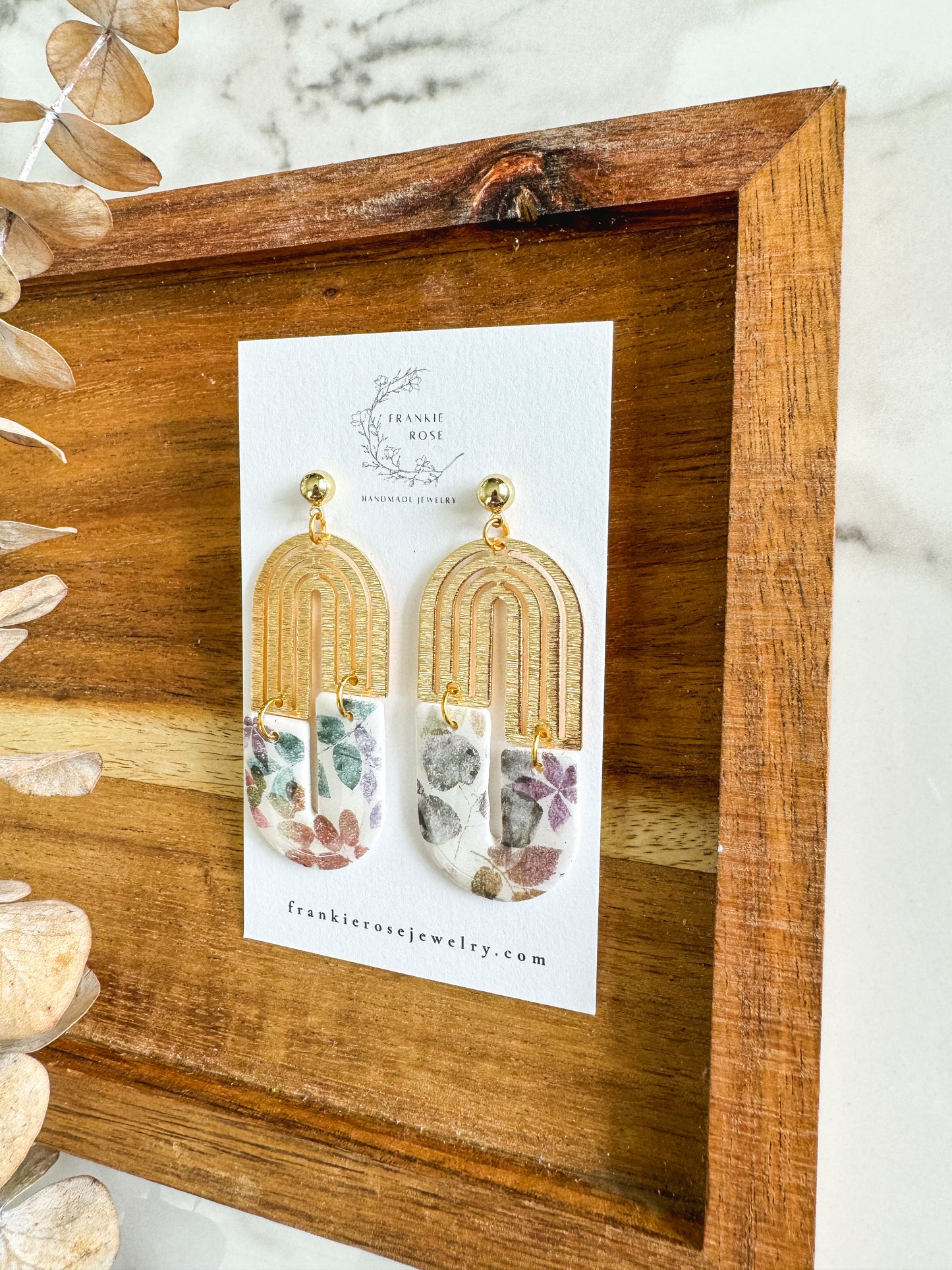 leafy arches | Golden Harvest Collection | clay earrings