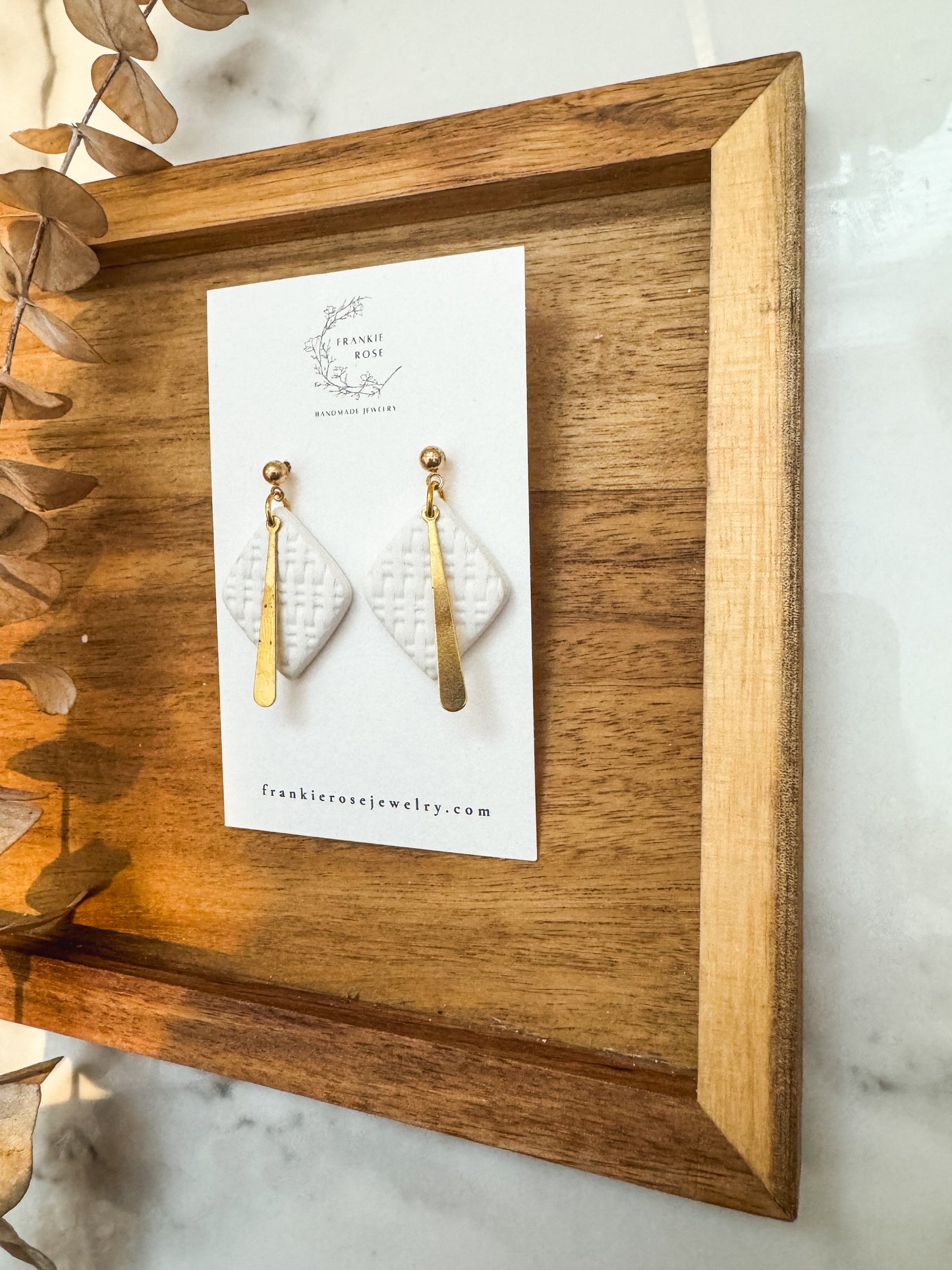 white texture diamond dangles