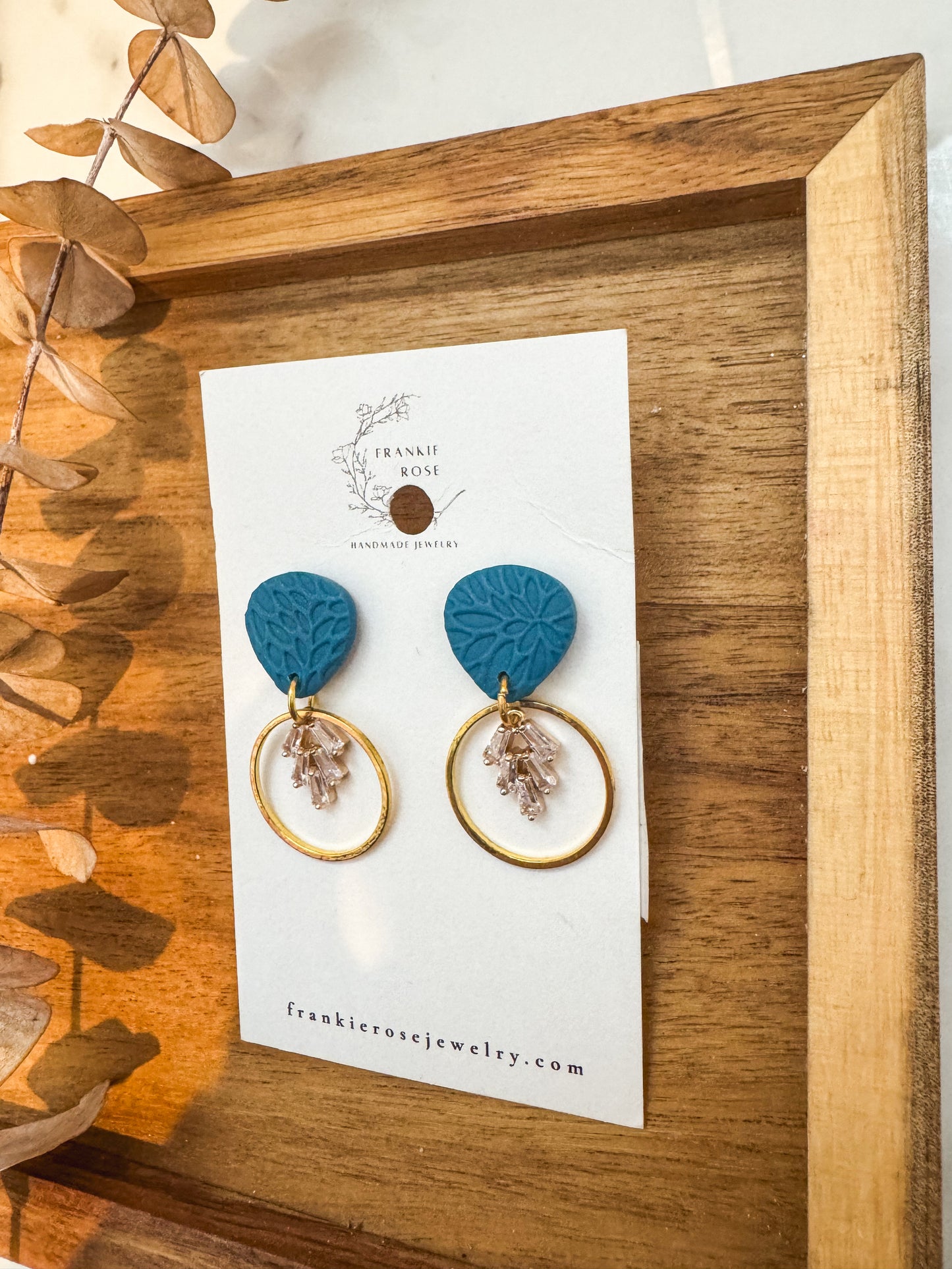 teal and cubic zarconia dangles