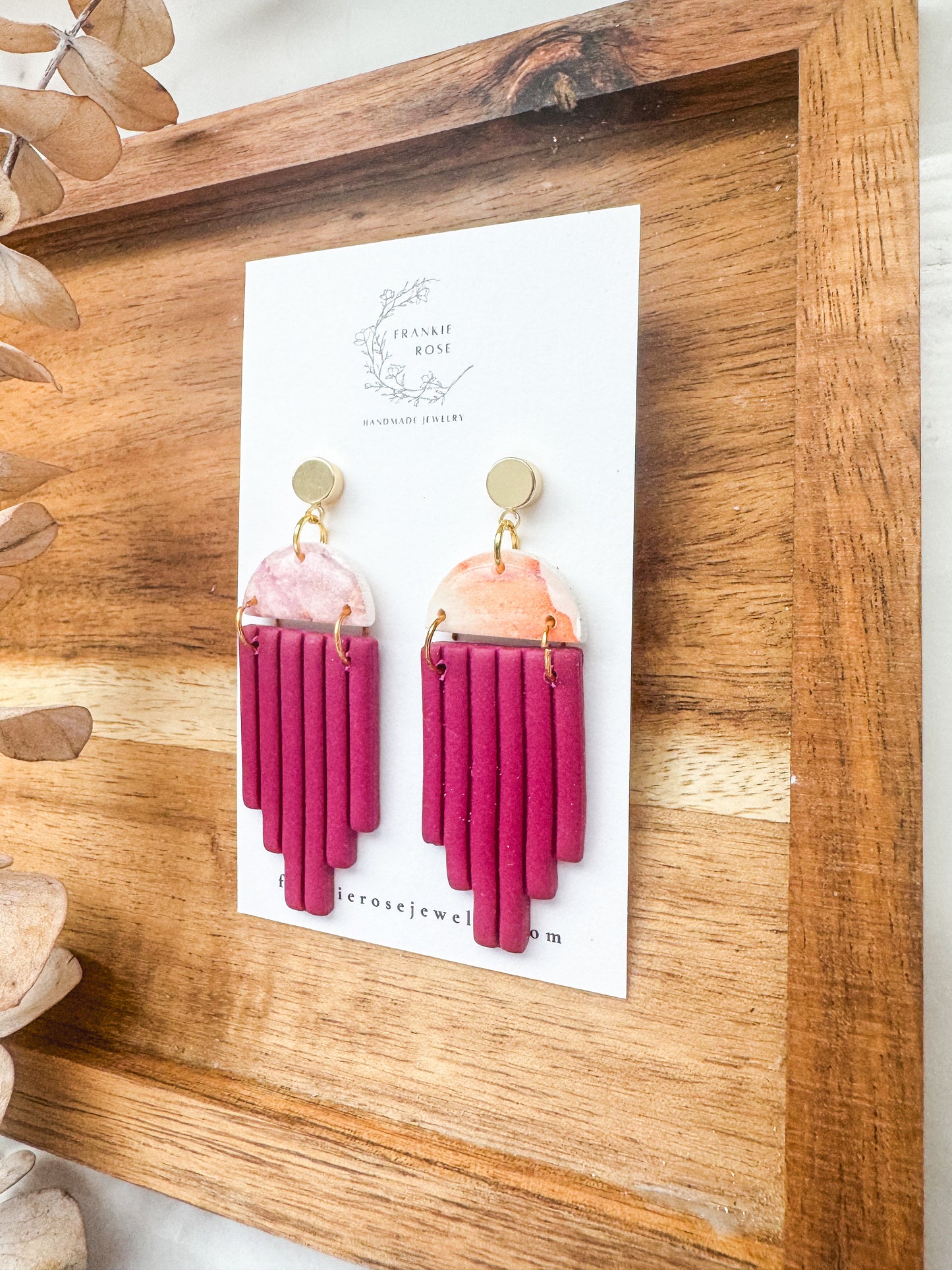 watercolor and fuchsia | clay earrings
