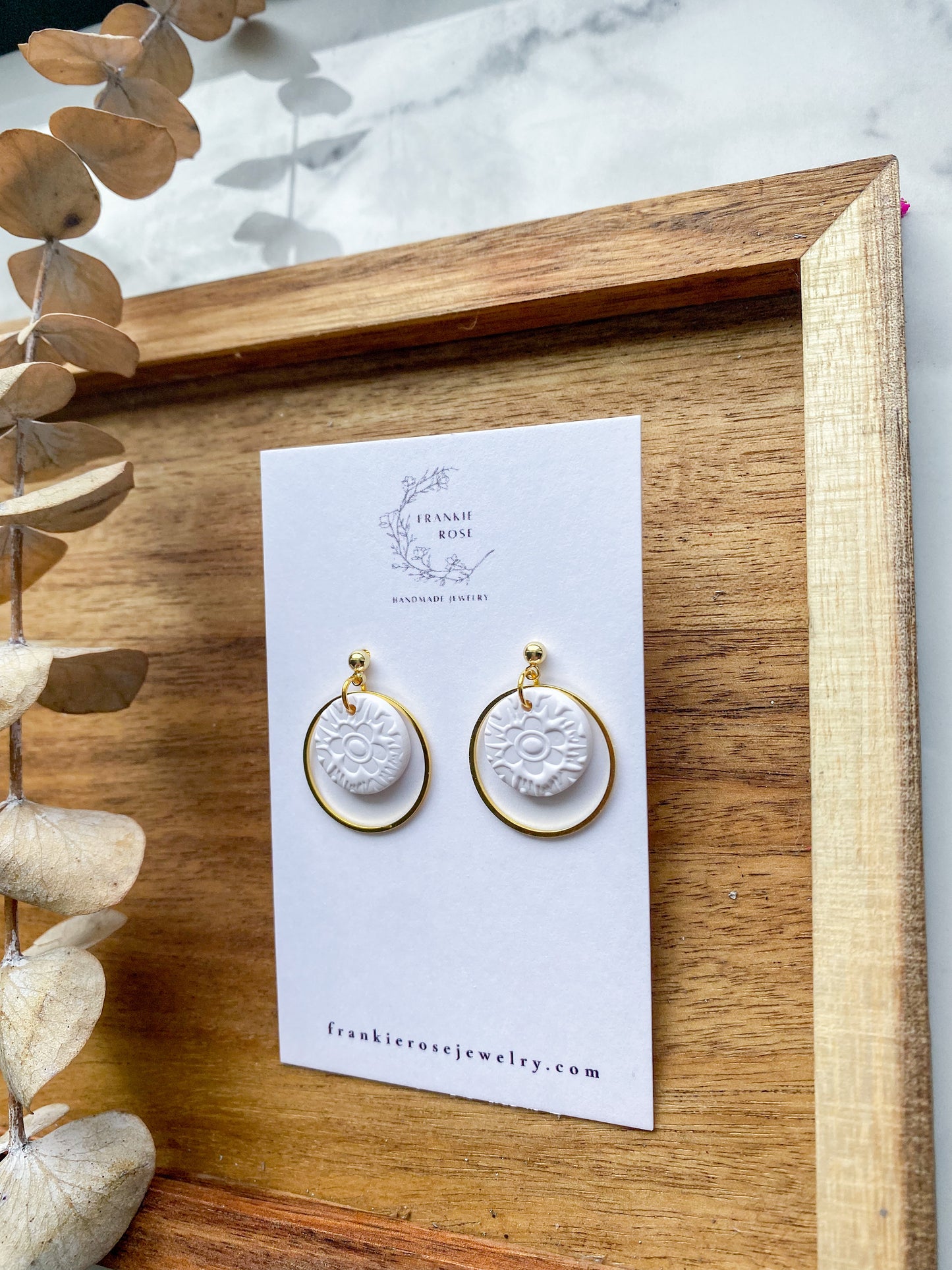 White texture circles | Earthy Goodness Collection | Clay Earrings