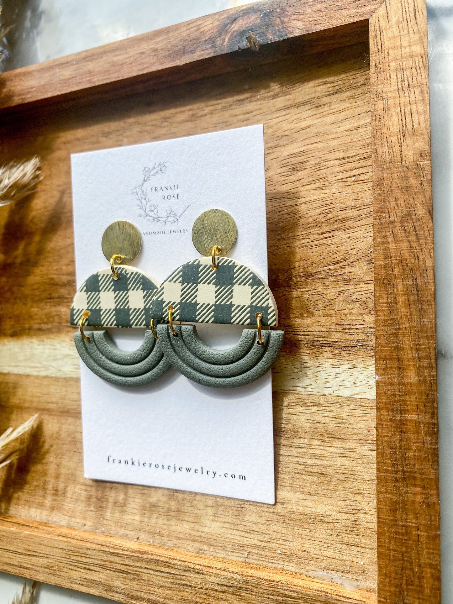 Green Plaid Semi Circle