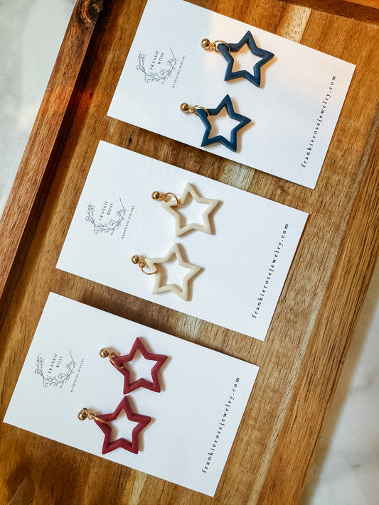 hallow stars | stars and stripes | polymer clay earrings