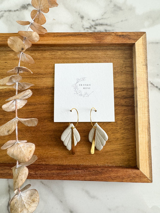 Taupe texture leaf hoop | Totally Taupe collection | clay earrings