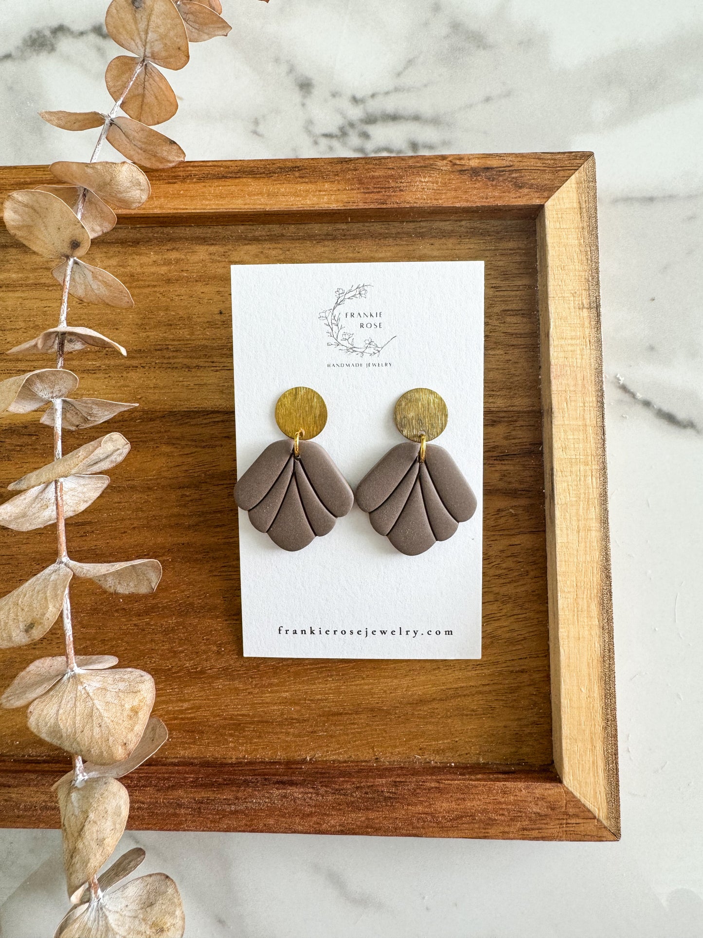 Brown scallops | Totally Taupe Collection | Clay earrings