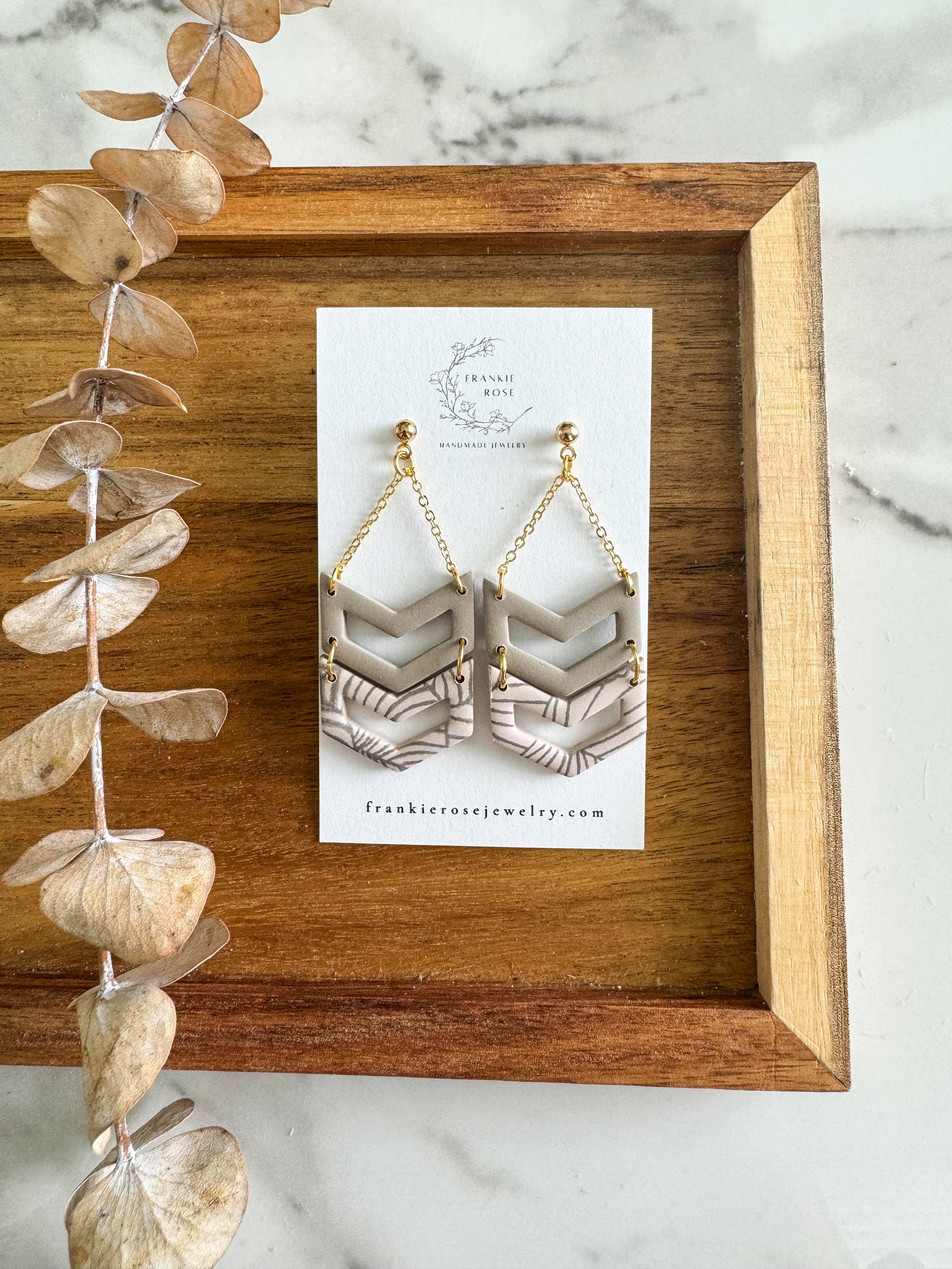 double chevron with chain | Totally Taupe collection | clay earrings