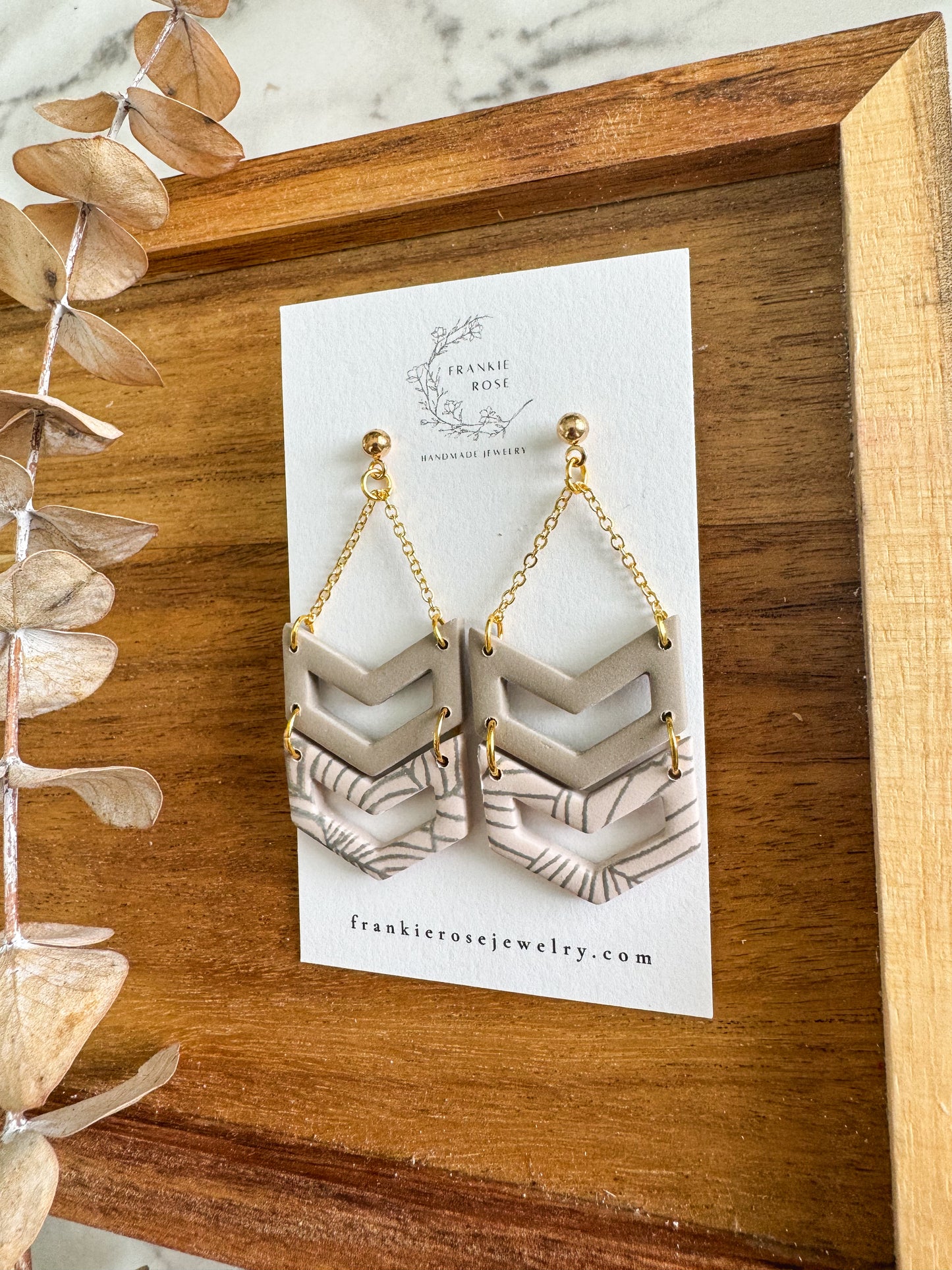 double chevron with chain | Totally Taupe collection | clay earrings