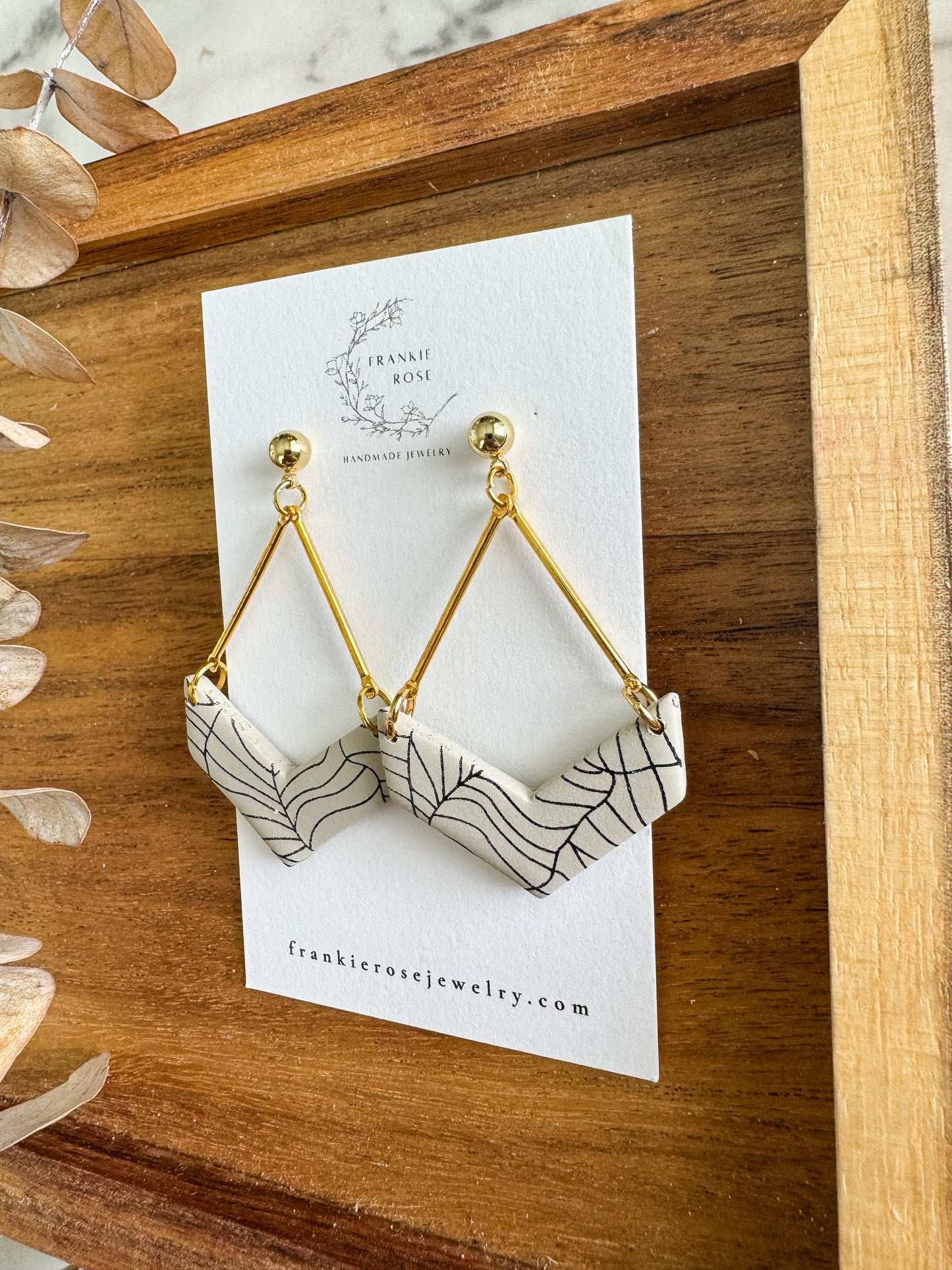 Taupe and black chevron | Totally Taupe collection | clay earrings