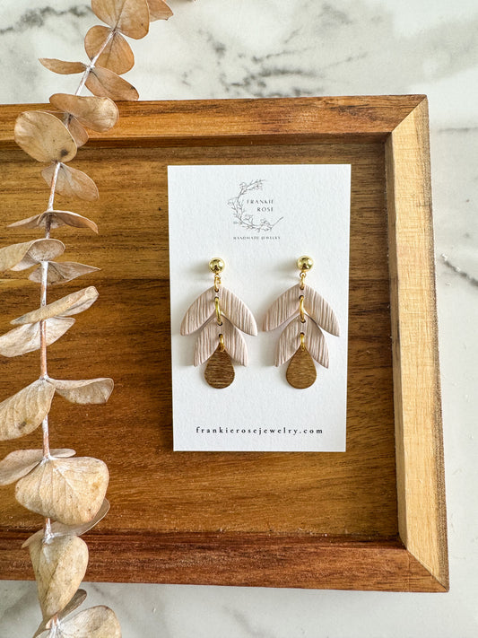 Pink texture dangles | Totally taupe collection | clay earrings