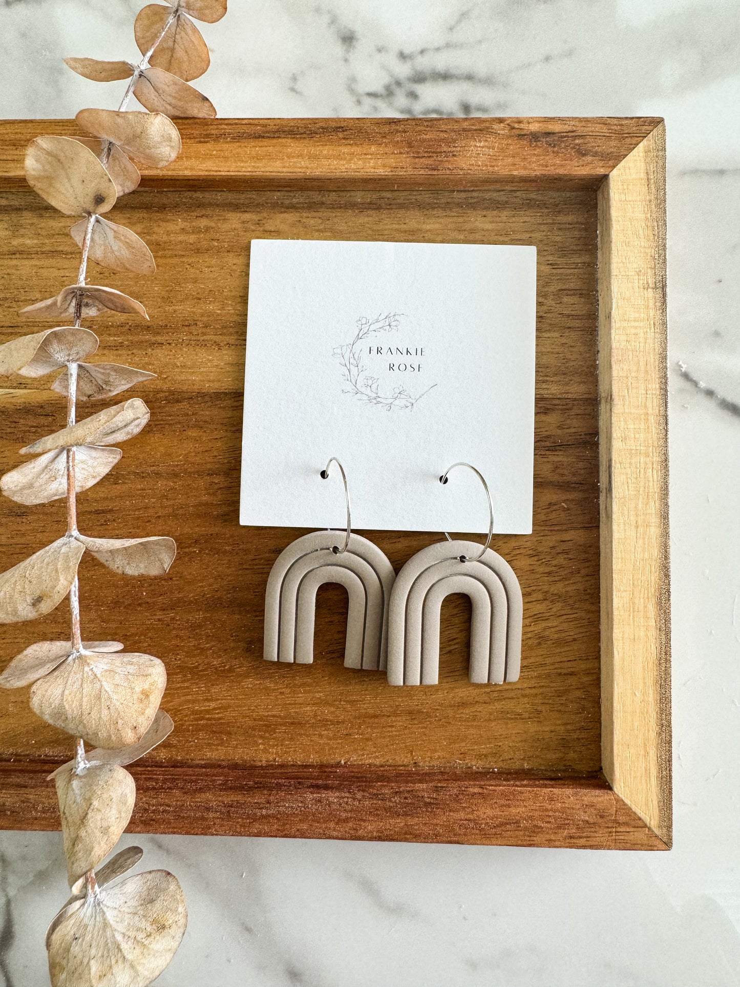 Taupe arch hoops | Totally Taupe collection | clay earrings