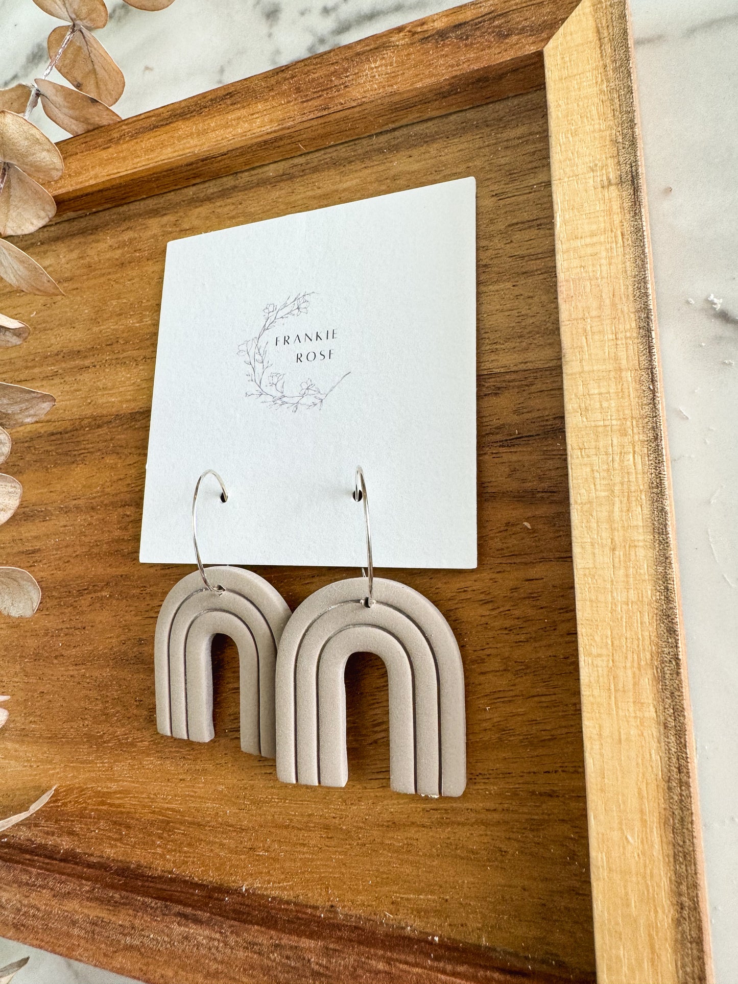 Taupe arch hoops | Totally Taupe collection | clay earrings