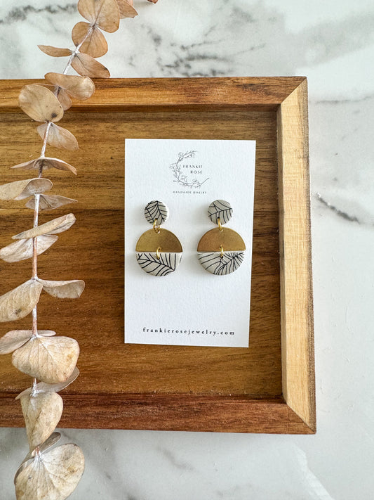 Taupe and black small circles | Totally Taupe collection | clay earrings