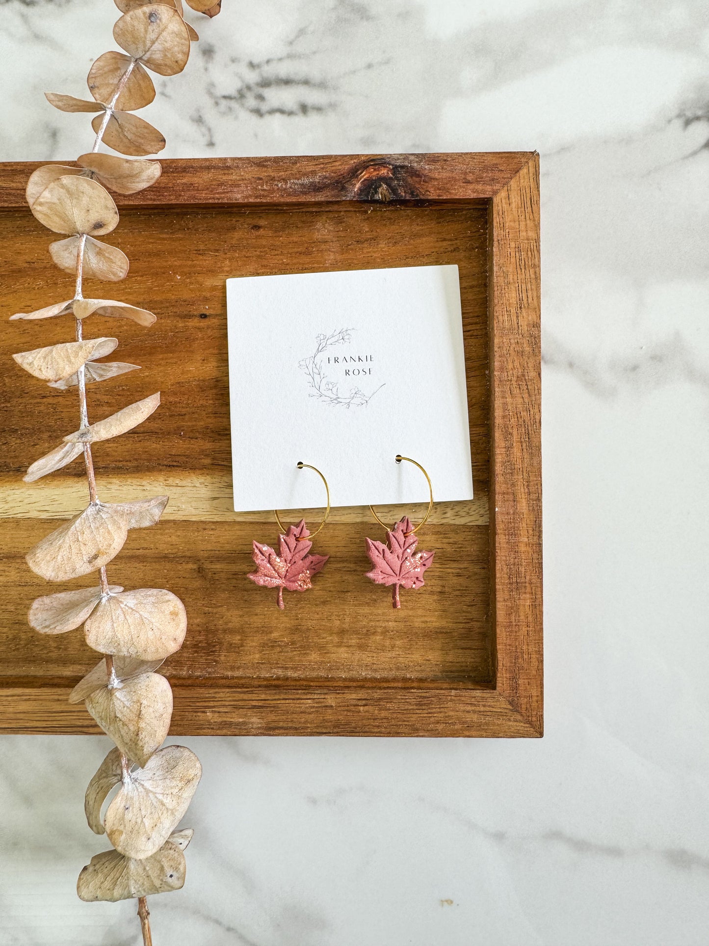 Copper toned maple leaf | Golden Harvest Collection | clay earrings