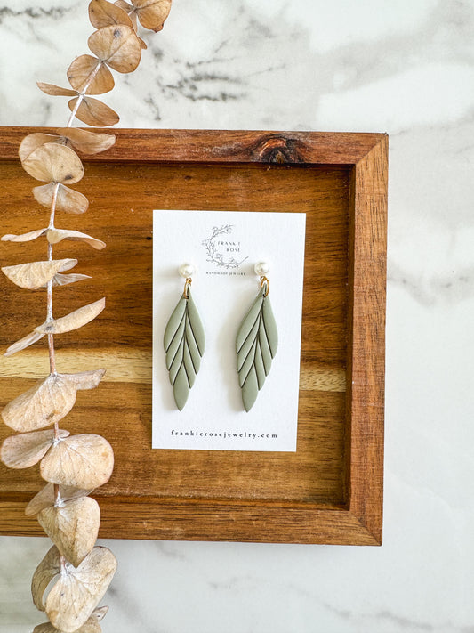 Elongated Leaf | Golden Harvest Collection | clay earrings