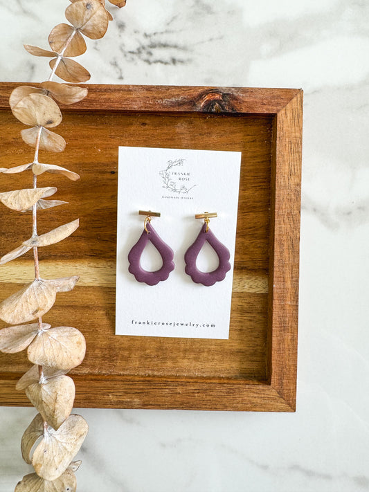 plum scallops | Golden Harvest Collection | clay earrings