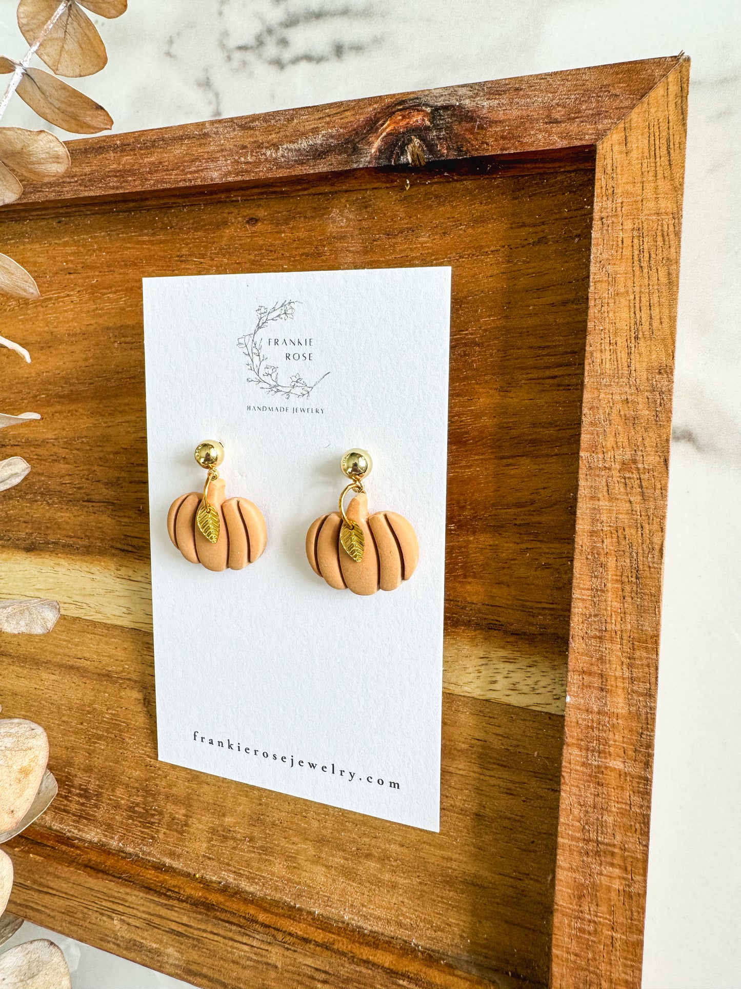 tiny pumpkins | Golden Harvest Collection | clay earrings