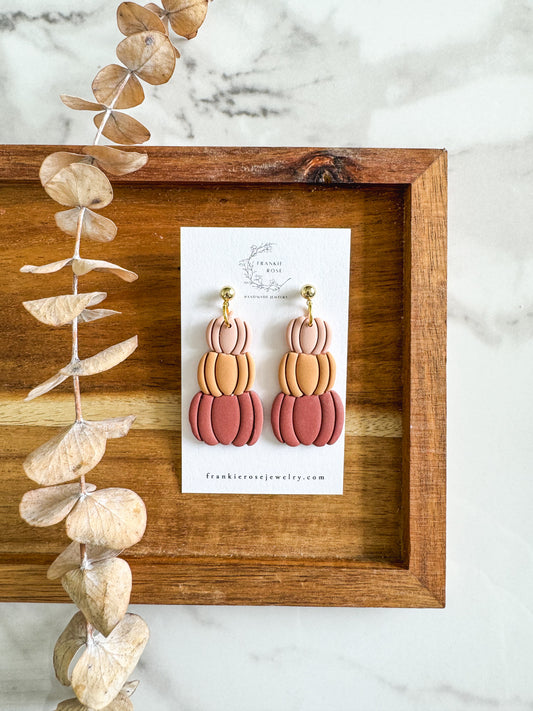 stacked pumpkins | Golden Harvest collection | clay earrings