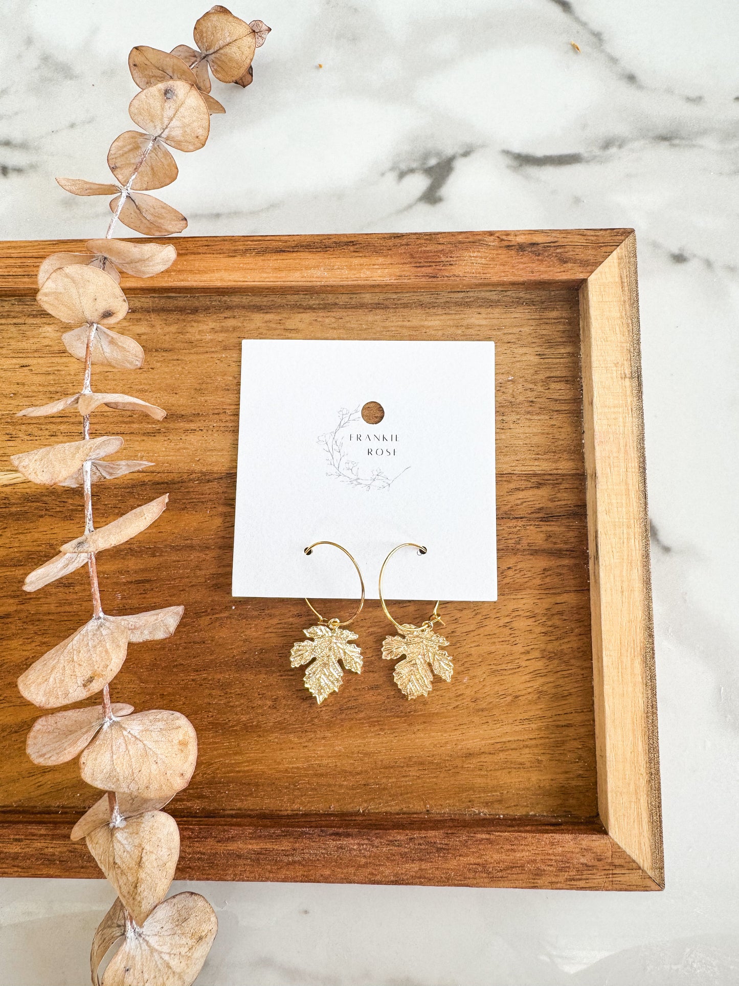 Gold maple leaf hoops