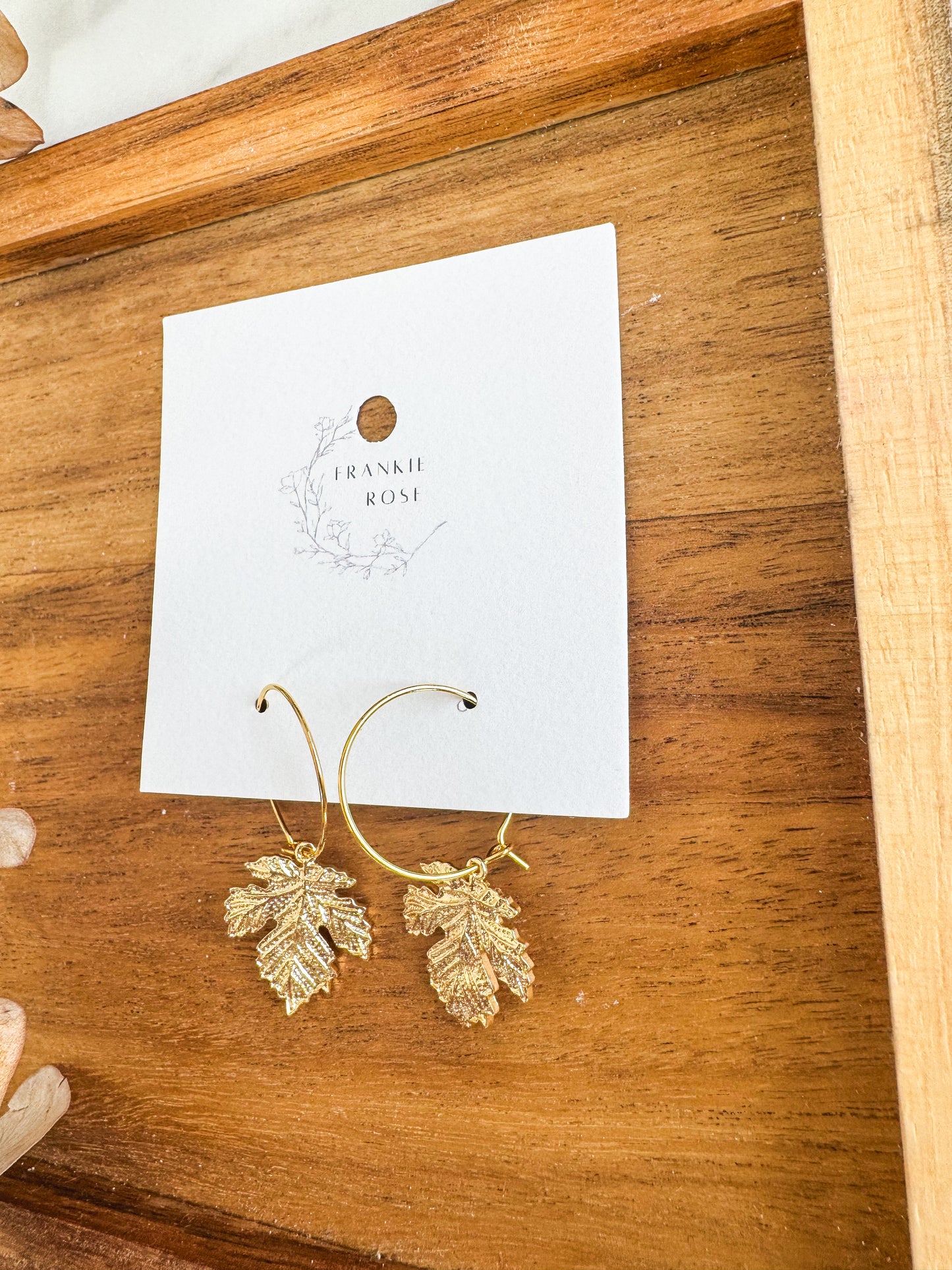 Gold maple leaf hoops