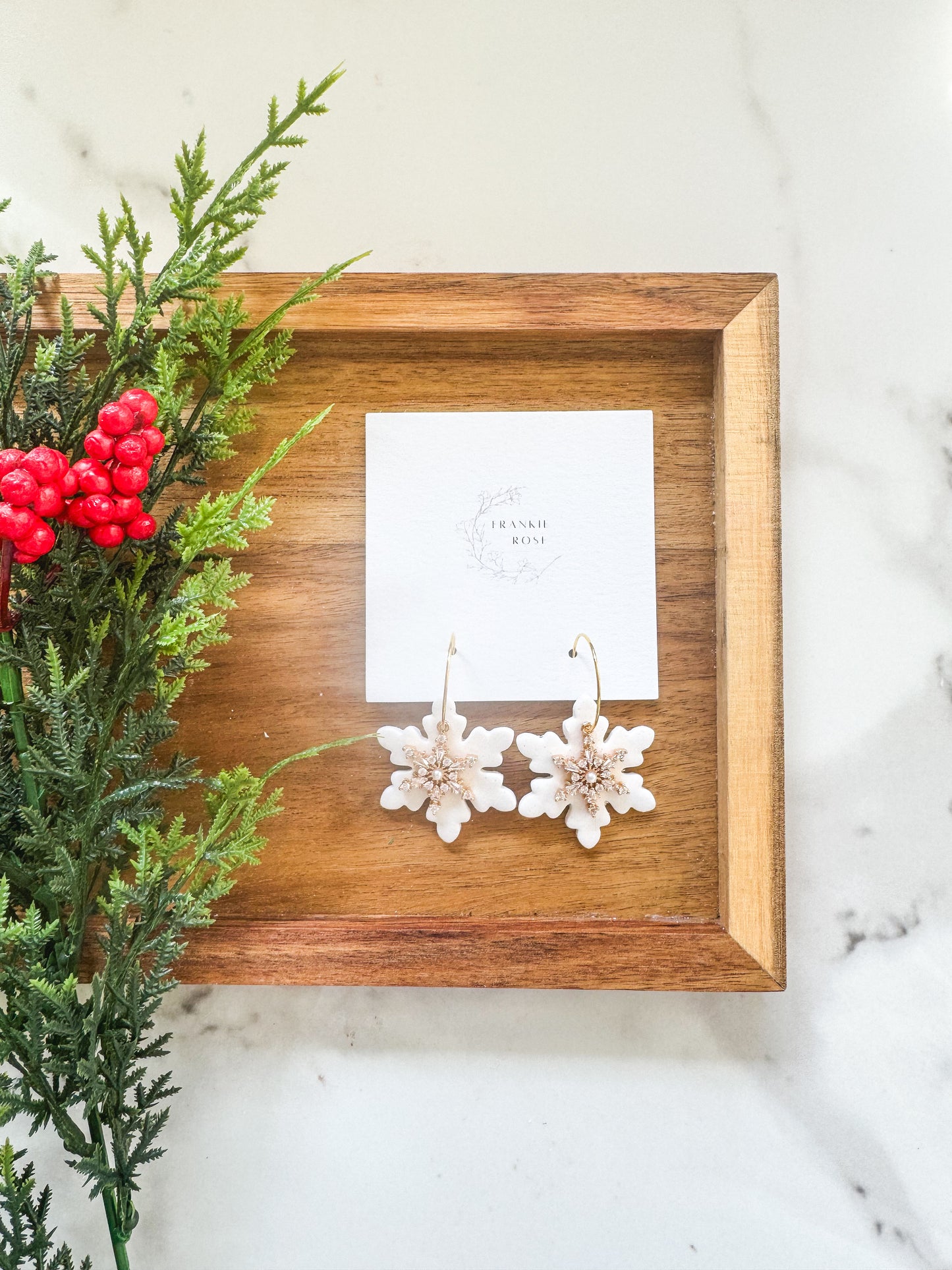 sparkle snowflake hoops