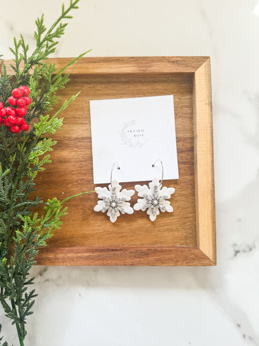 sparkle snowflake hoops