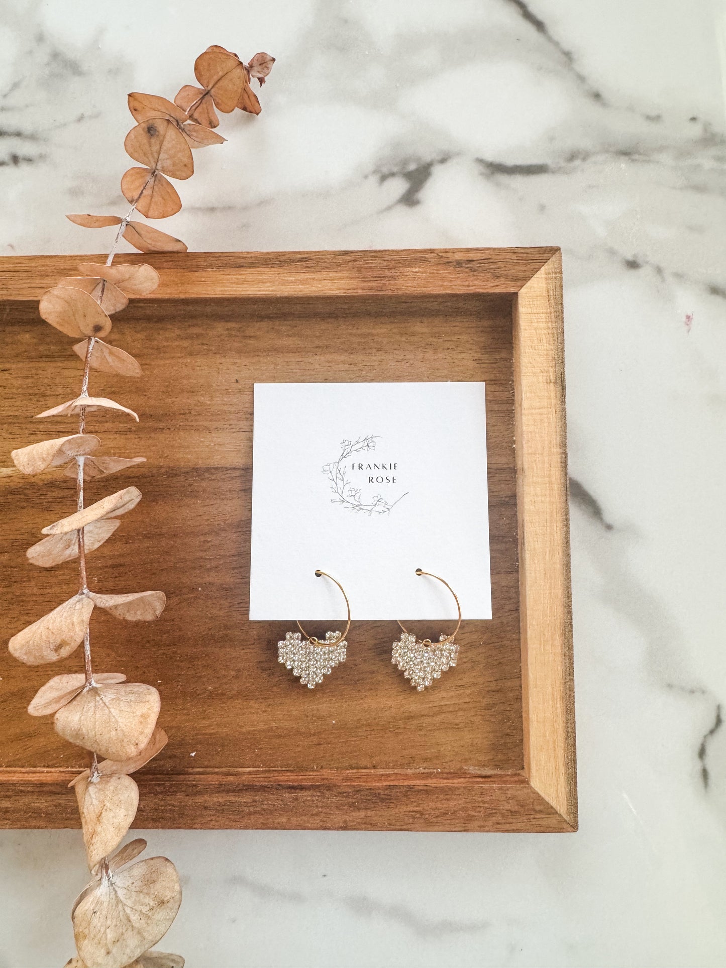 Rhinestone Heart Hoops