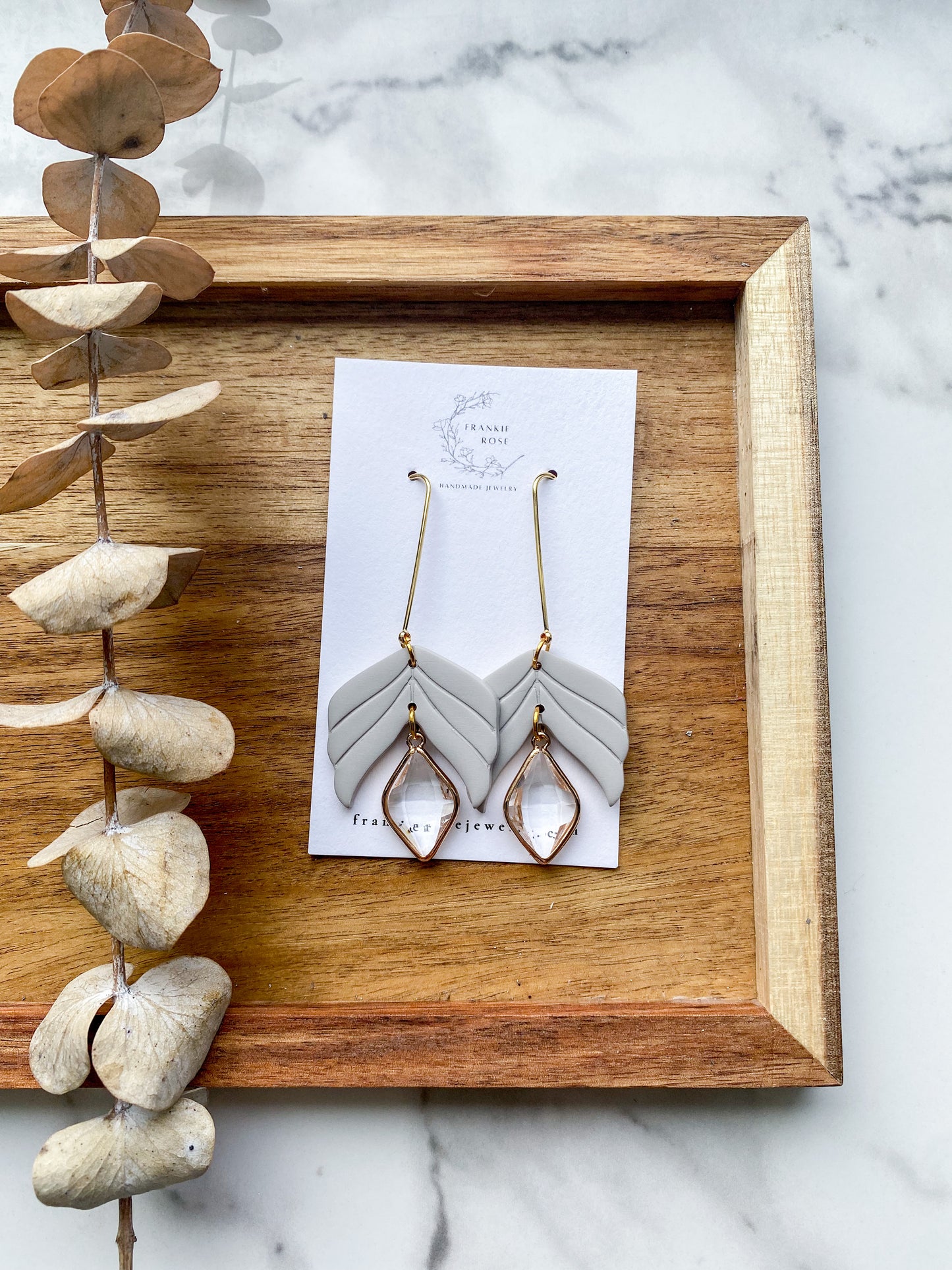 Leafy Diamond Dangles | Earthy Goodness Collection | Clay Earrings