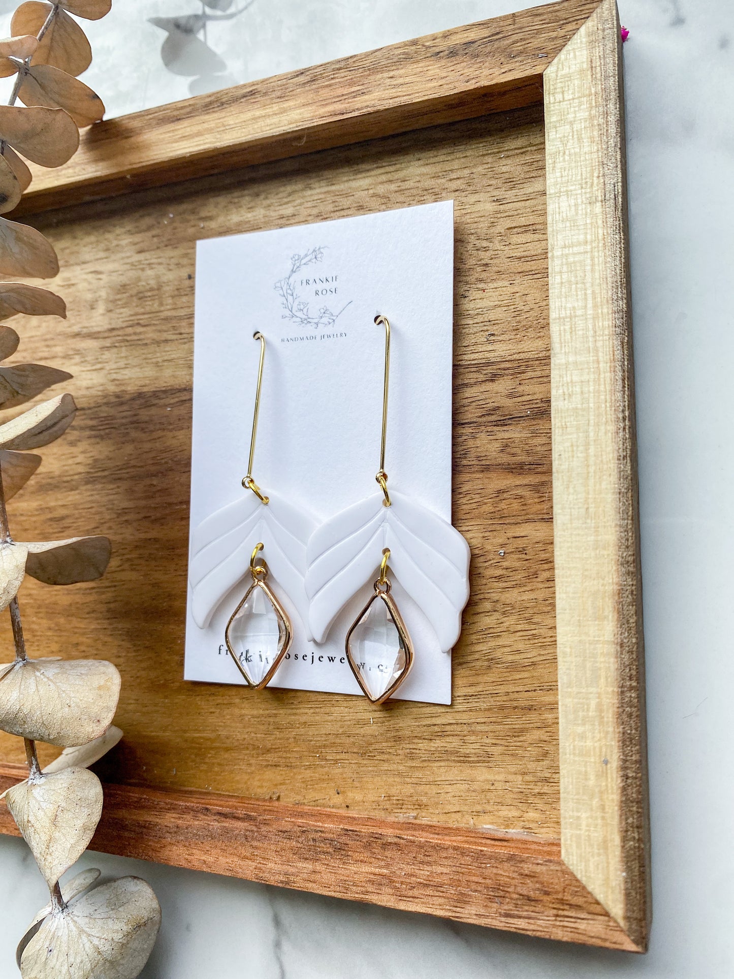 Leafy Diamond Dangles | Earthy Goodness Collection | Clay Earrings