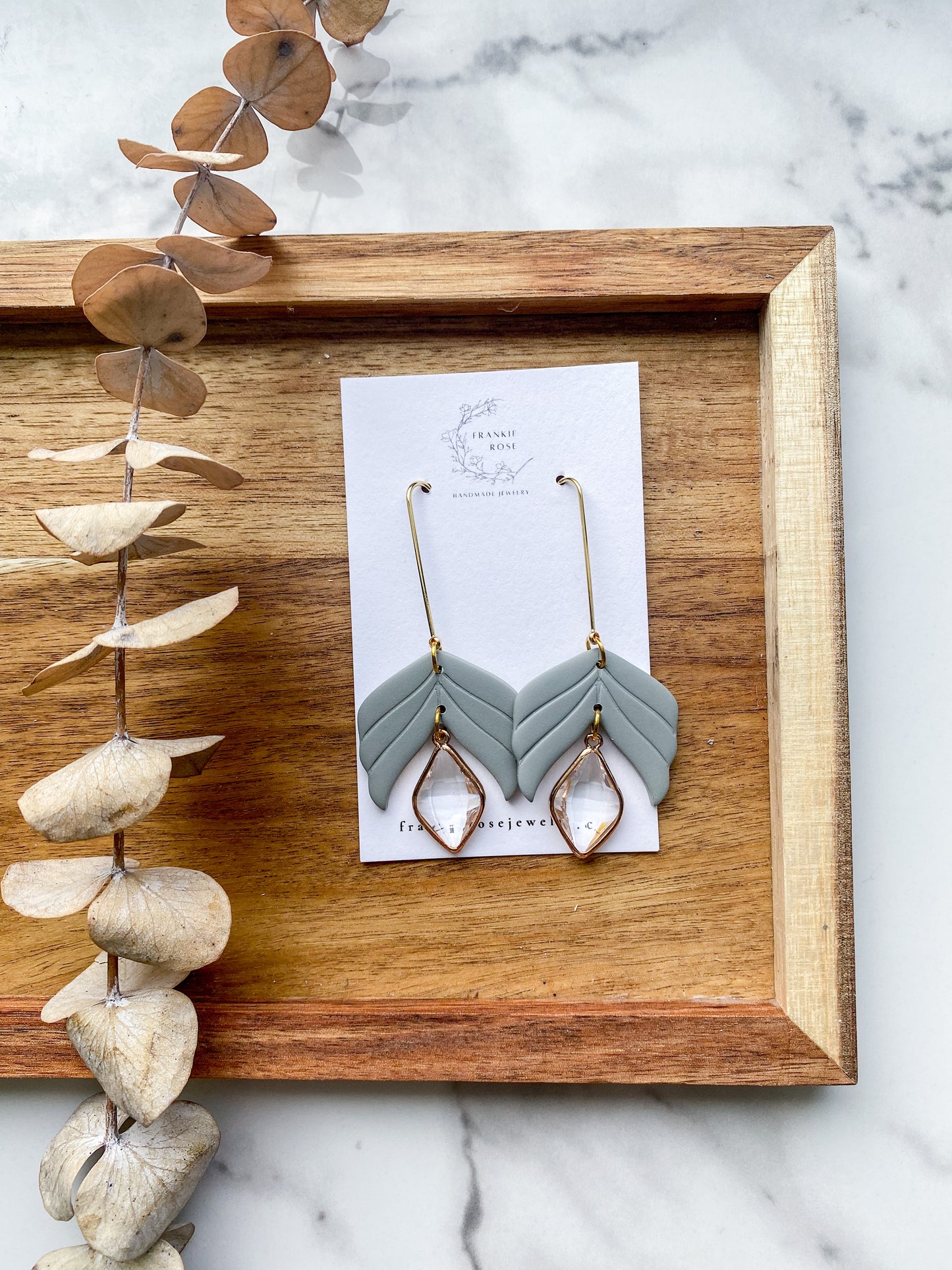 Leafy Diamond Dangles | Earthy Goodness Collection | Clay Earrings