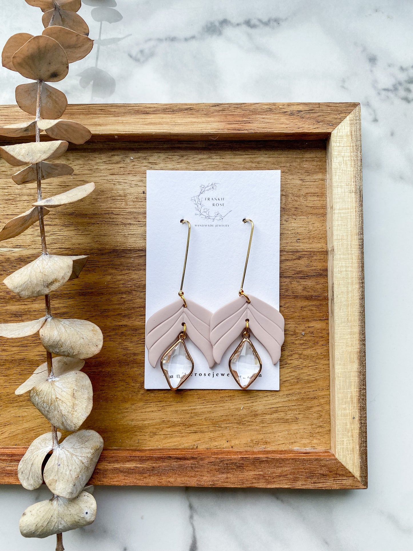 Leafy Diamond Dangles | Earthy Goodness Collection | Clay Earrings