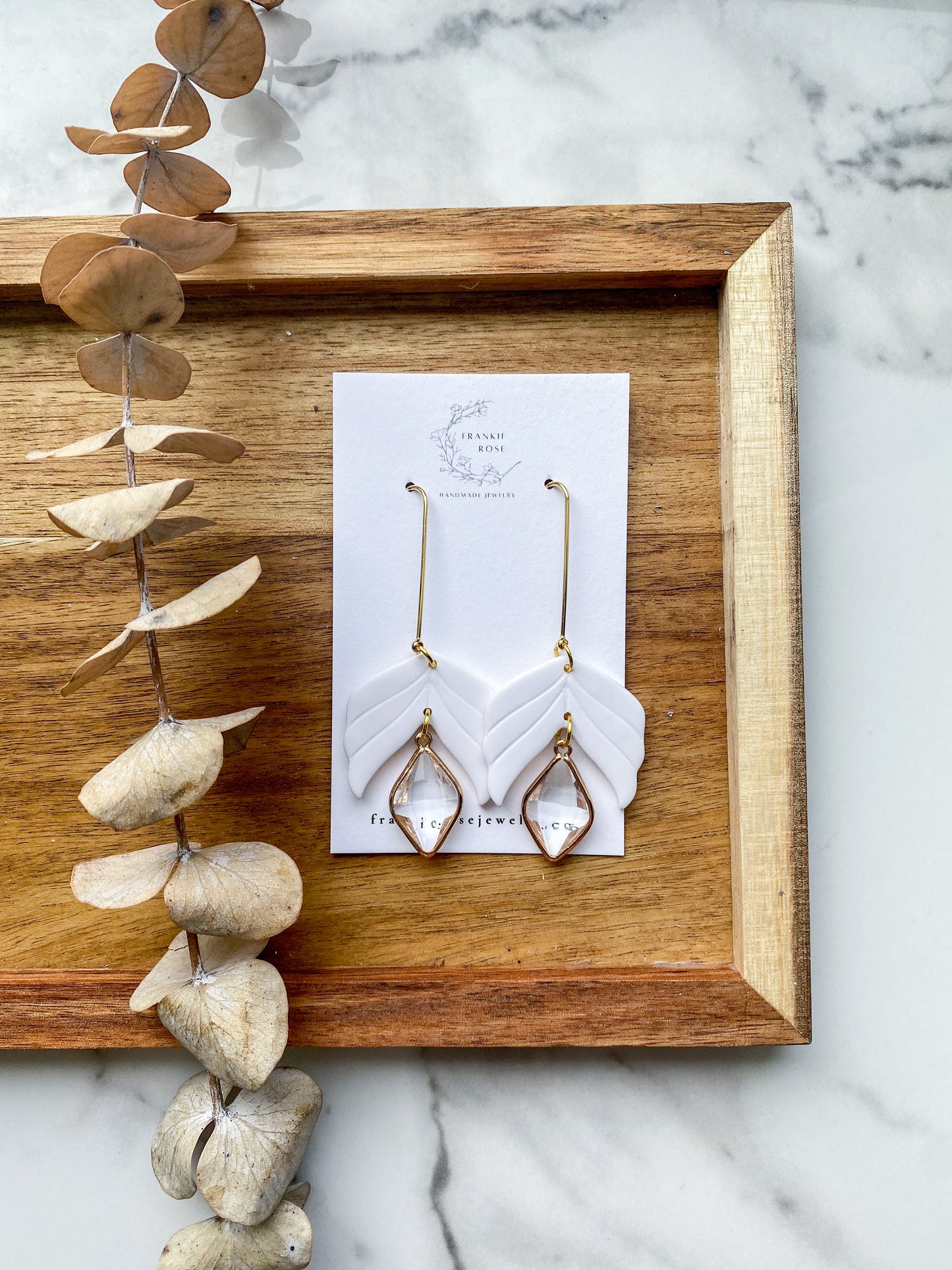 Leafy Diamond Dangles | Earthy Goodness Collection | Clay Earrings