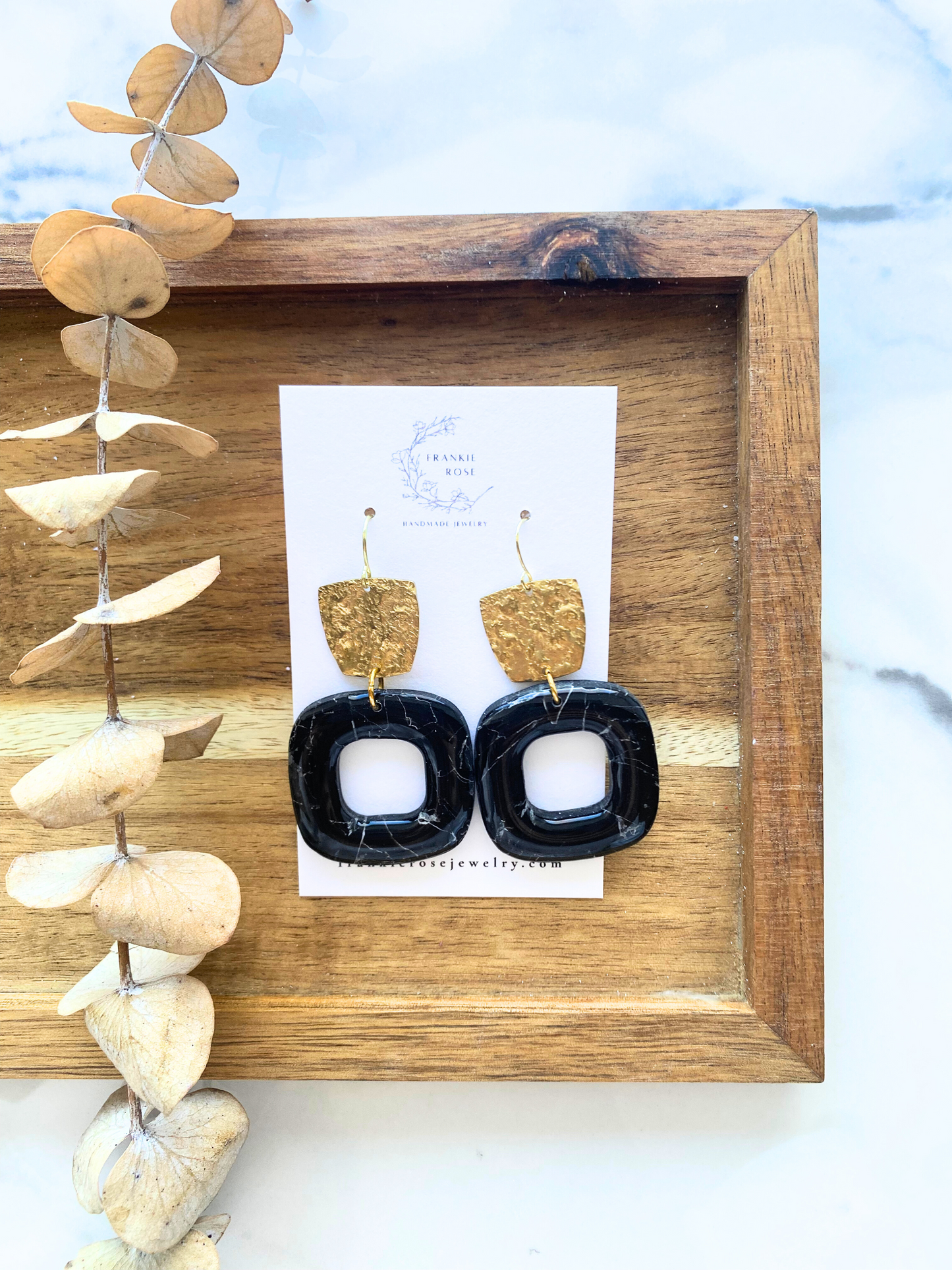 large marble squares | clay earrings