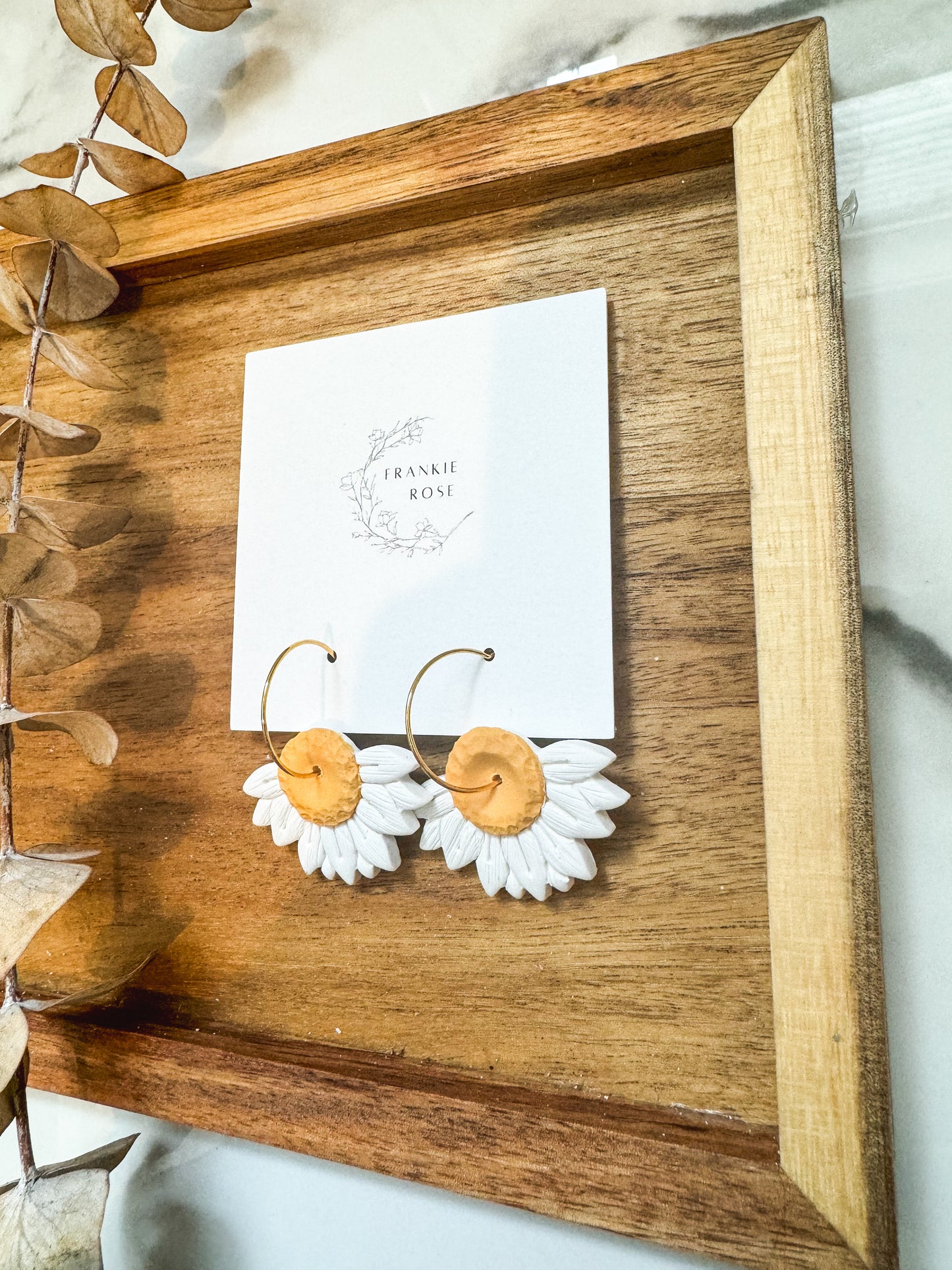 Daisy Hoops | clay earrings | Spring Floral collection