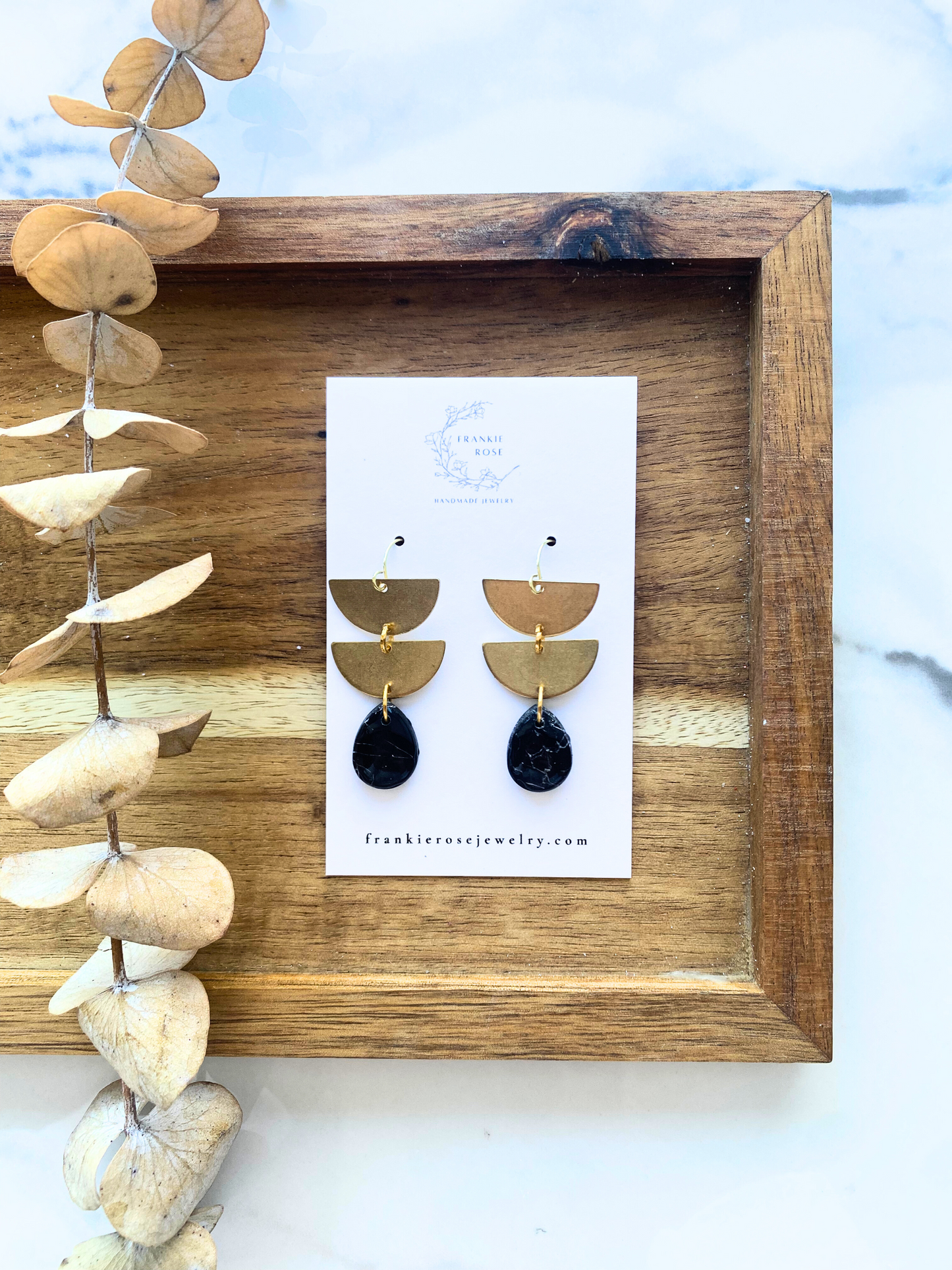 stacked semi circles with marbles | clay earrings