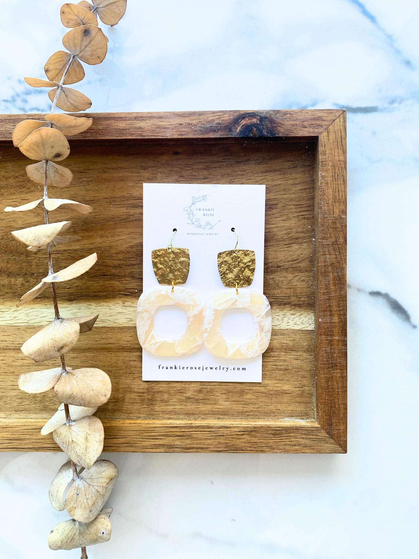 large marble squares | clay earrings