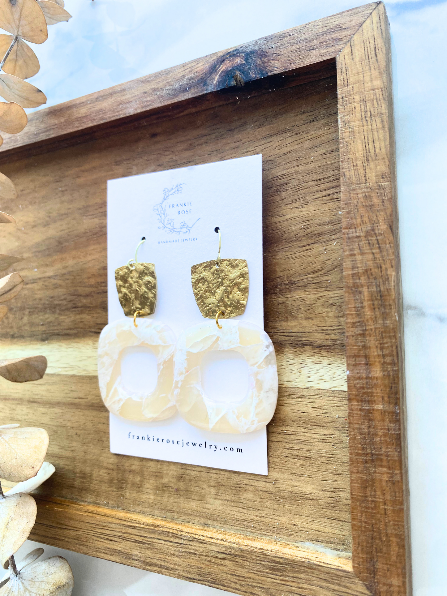 large marble squares | clay earrings