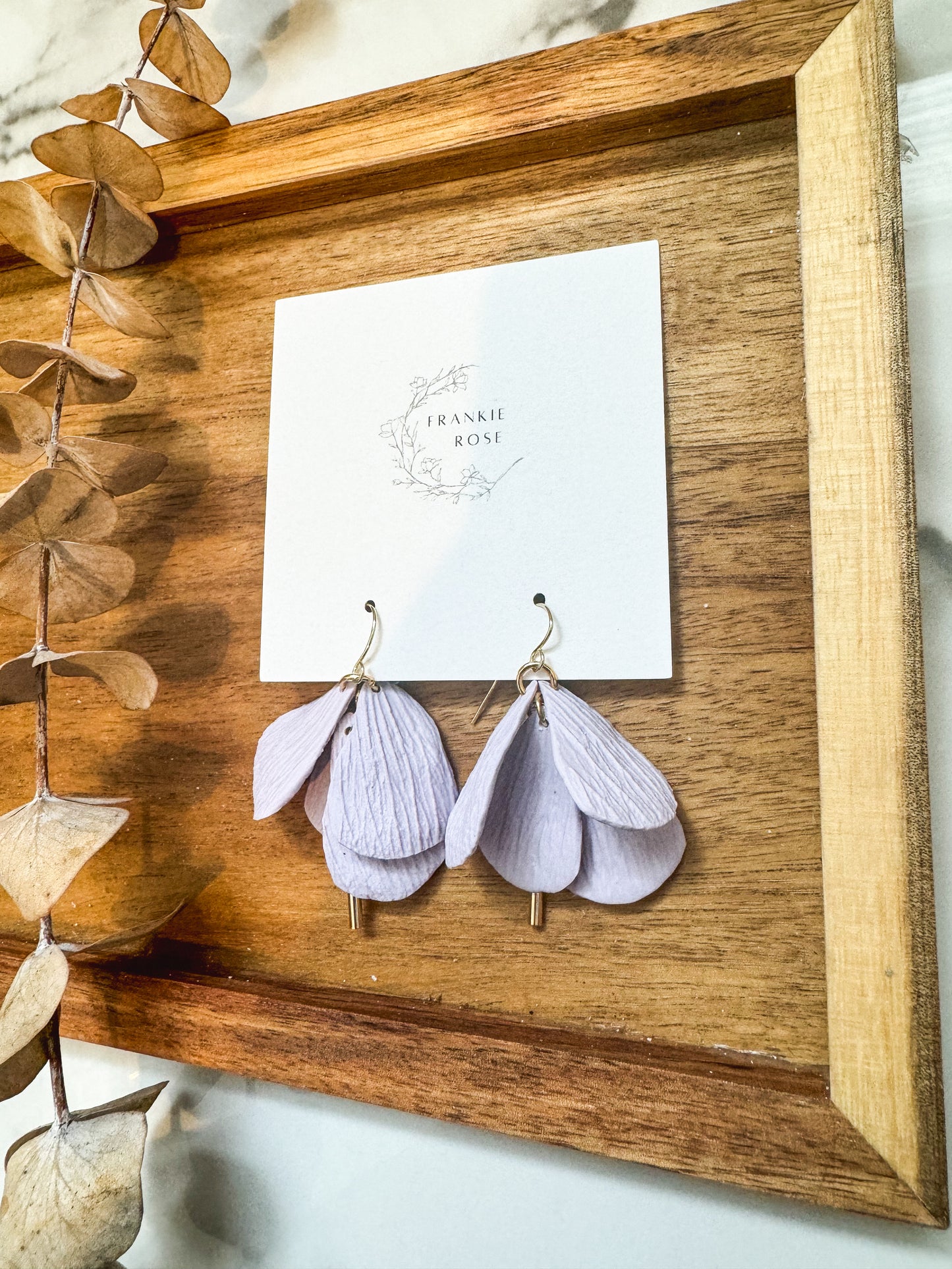 petal dangles | clay earrings | spring floral collection