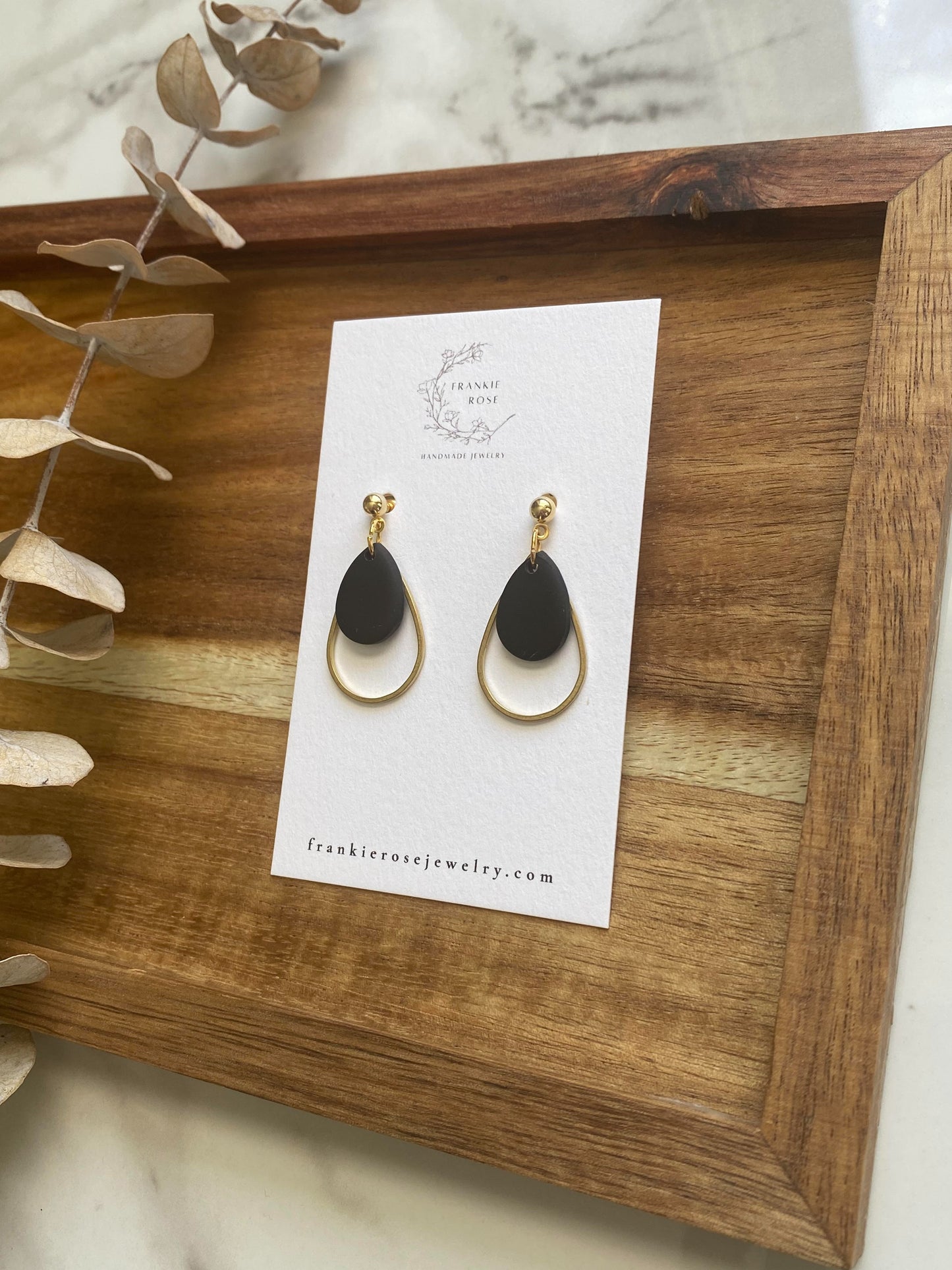 Black tear drops | clay earrings | dainty earrings