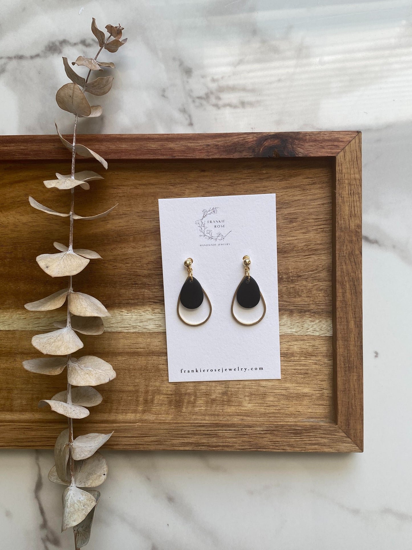 Black tear drops | clay earrings | dainty earrings