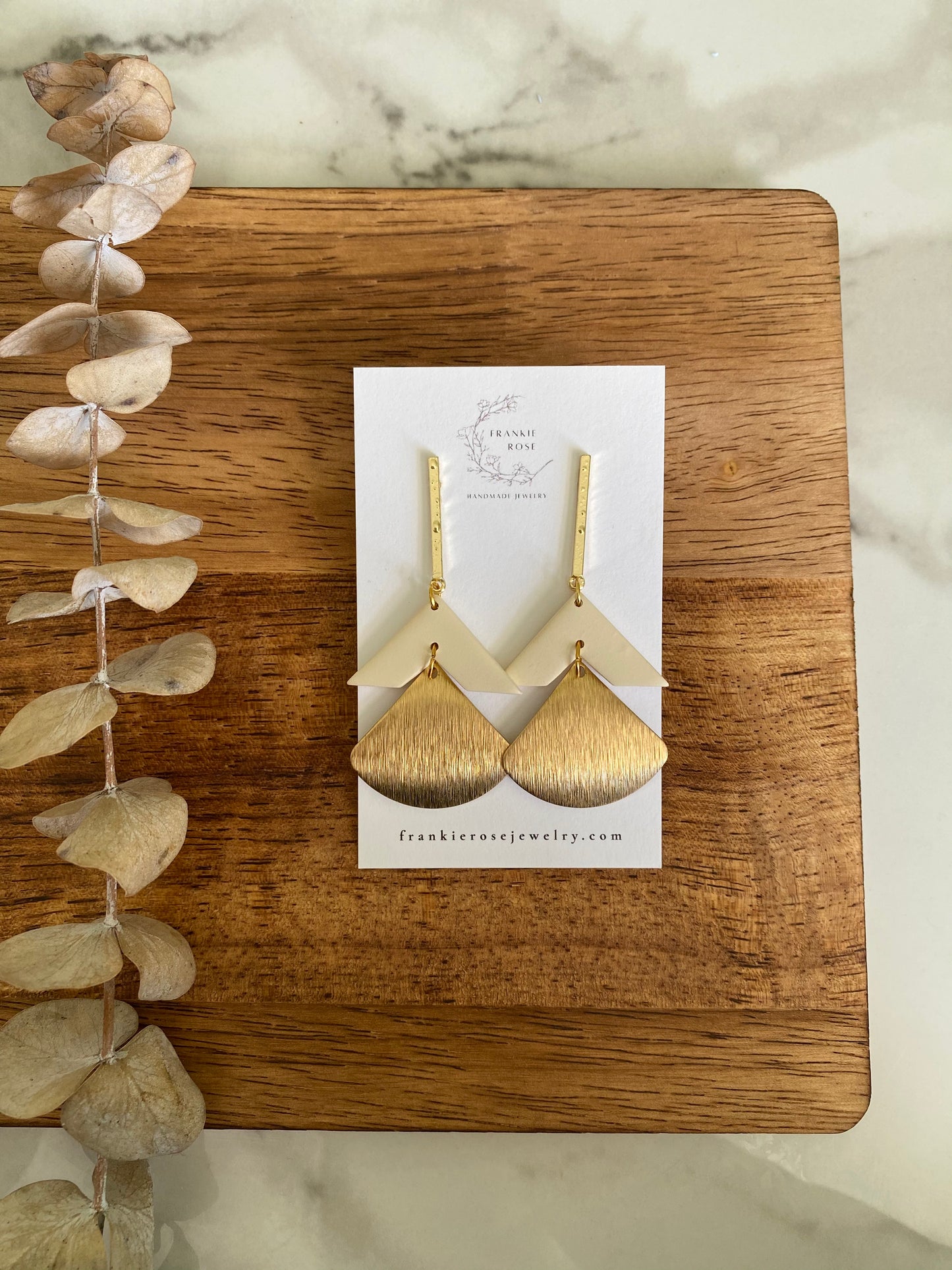 Large ivory triangles | spring collection | clay earrings