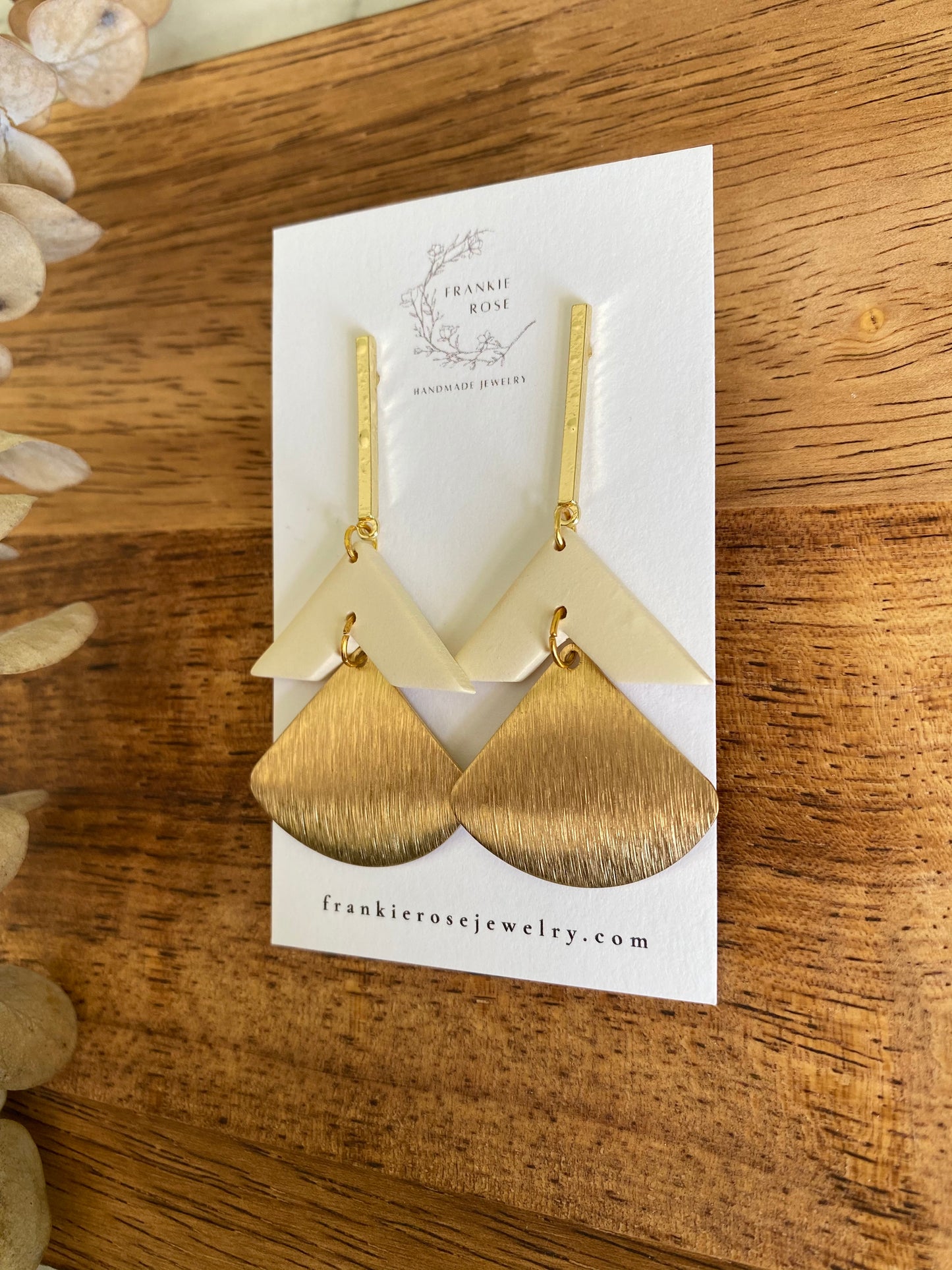 Large ivory triangles | spring collection | clay earrings